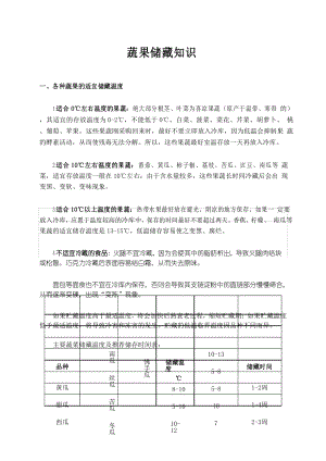 澳门沙金各种蔬菜水果的适宜储藏温度 终稿